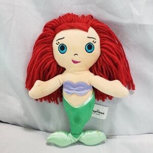 Disney Parks Ariel Little Mermaid Plush Rag Doll 10 Inch Yarn Hair Embroidered